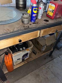 4 Drawers Wooden + Metal Work Shop Table