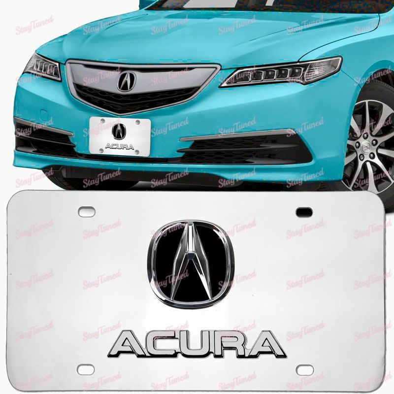 For 3D ACURA Front Mirror Chrome Finish Stainless Steel License Plate Frame X1 -(3-LPF-D-ACU-BL-CC