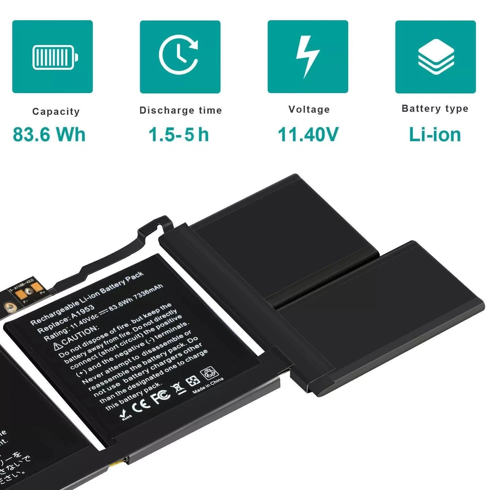 A1953 Battery for Apple MacBook Pro 15" A1990 Mid 2018 2019 Replacement Part