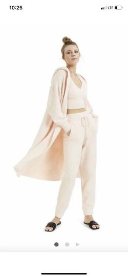 New Culpos x INC Sweater Long Sleeve Fuzzy Hoodie Pink Cardigan Size Small