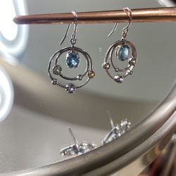 Silver And Gemstone Earrings 