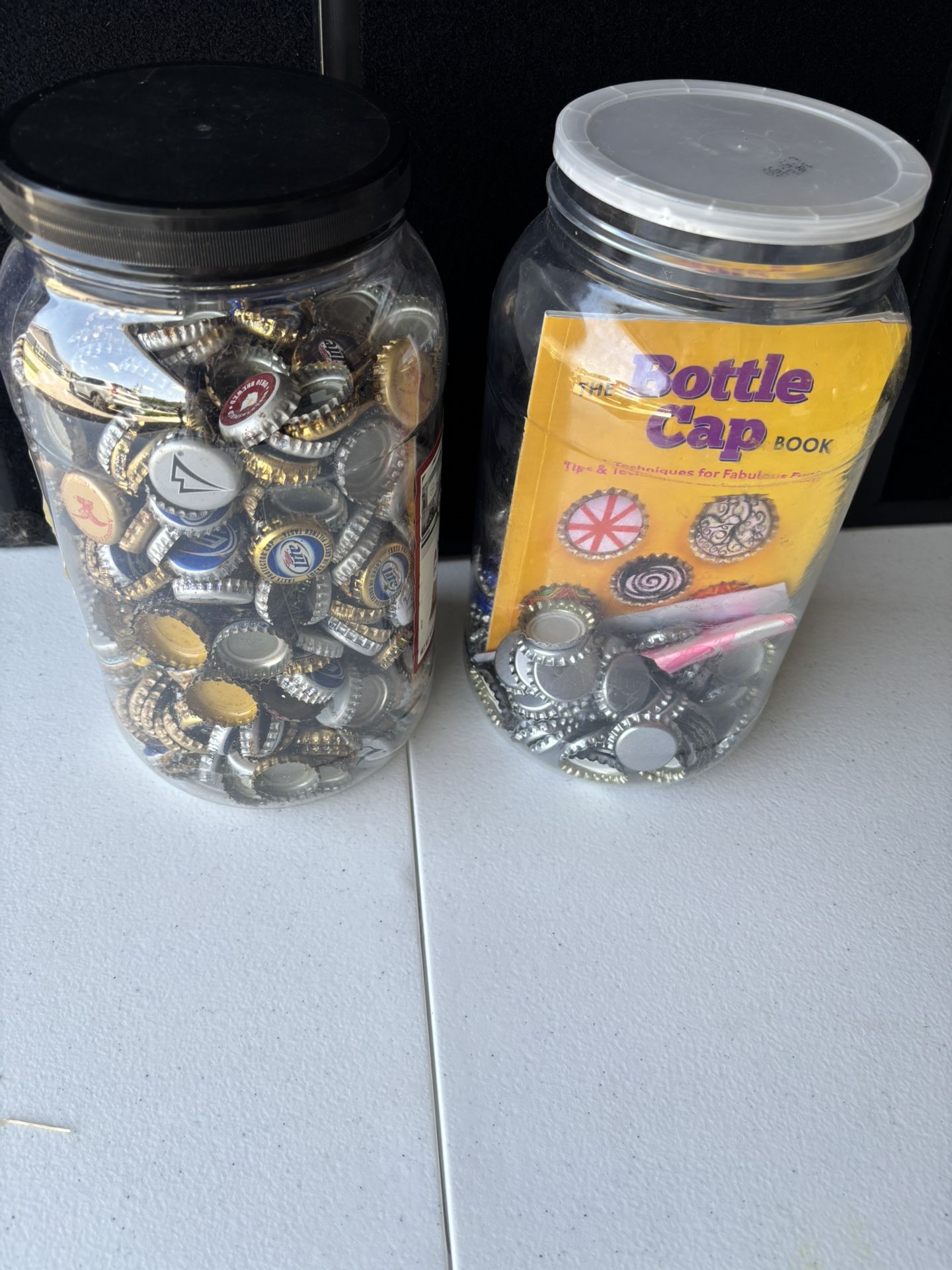 2 Large Jars Craft Bottle Caps