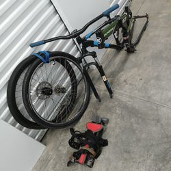 2 NEWBIKE FRAMES GT AGRESSOR, EuroFOLDING FRAME, 1 CAR BIKE CARRIER, 2 WHEELS 1 DISC BRAKE, 1 NEW BIKE REPAIR STAND --CLEANING OUT OUR STORAGE SALE 🌟