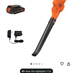 BLACK+DECKER Cordless Leaf Blower with Battery and Charger 20V MAX, Electric Leaf Blower 130 mph Air Speed, Lightweight Design (LSW221)