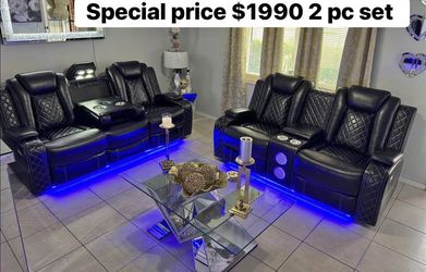 Power Recliner sofa Build in USB Speaker 2pc set only