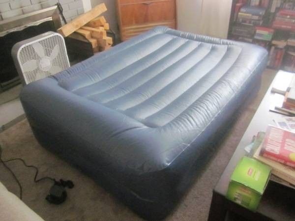 Double wide extra high air mattress 74" x 54", 20" thick, EX COND But Has A Slow Leak