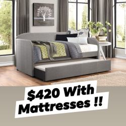 Twin Trundle Bed INCLUDES 2 MATTRESSES