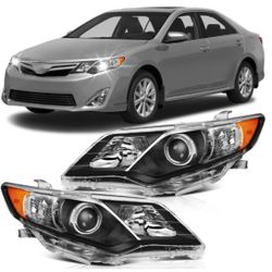 Toyota Camry LED Headlight Assembly 2012-2014 Black Housing Driver and Passenger Side Headlamps