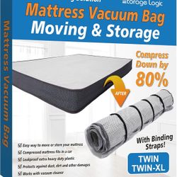 Twin/Twin XL Foam Mattress Vacuum Bag for Moving, Mattress Vacuum Seal Storage Bag with Straps