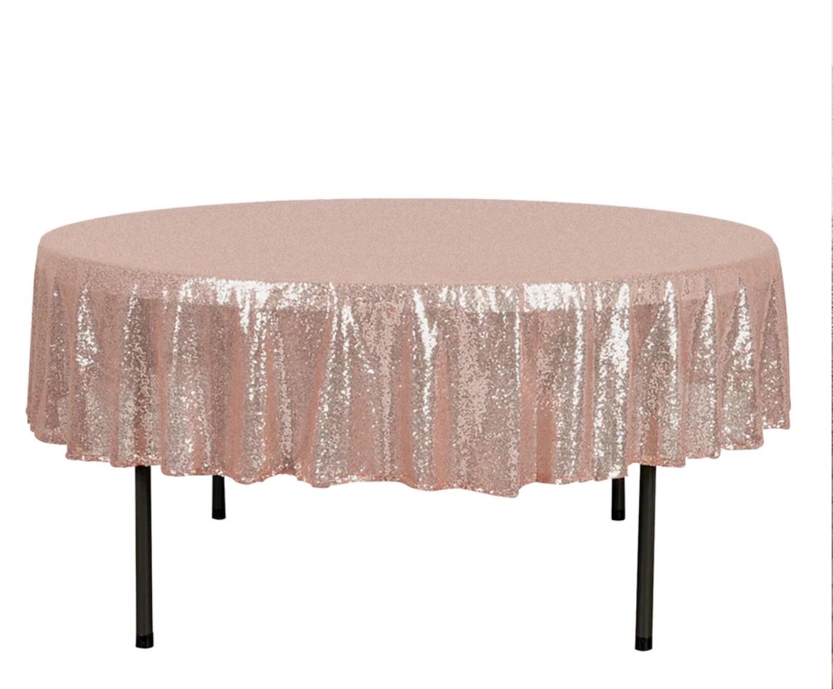 One Round Table Cover Rose gold Sequins 