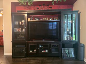 Entertainment Center- 7 Cabinets, 7 Shelves, 3 Lights - Espresso