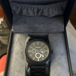 Fossil Men's Machine FS4552 Black Stainless Steel Chronograph Analog Watch 