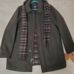 Big &Tall Dockers  Wool-blend Coat w/scarf Size: L Tall --New--Color  Black