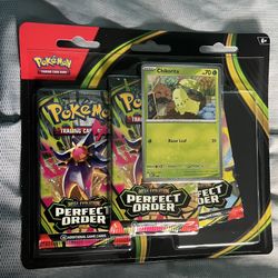 3-Pack Blister (Chikorita) Perfect Order ME03 Pokemon TCG 