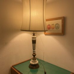 Antique Marble Bronze/Brass Lamp