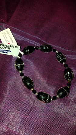 Glass bead sterling bracelet
