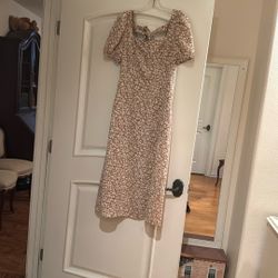 Long Tan Floral Woman’s Dress