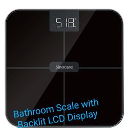 Sinocare Bathroom Scale With Backlit LED Display- Black