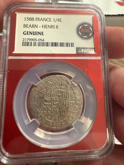 1588 France 1/4E Bearn Henri II NGC Genuine
