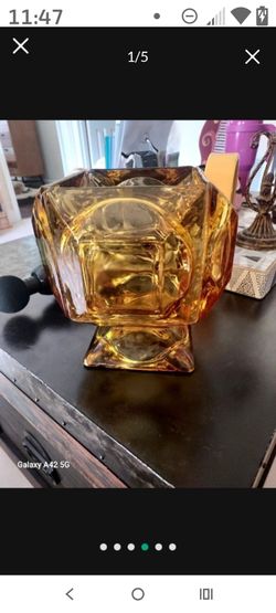 Glass Ashtrays - Vintage 1960s Collectible Home Decor! RARE!!  AMBER GLASS