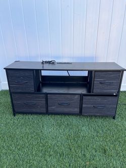 Modern Black TV Stand / Entertainment Center – 5 Drawers & Power Outlets – $70 OBO
