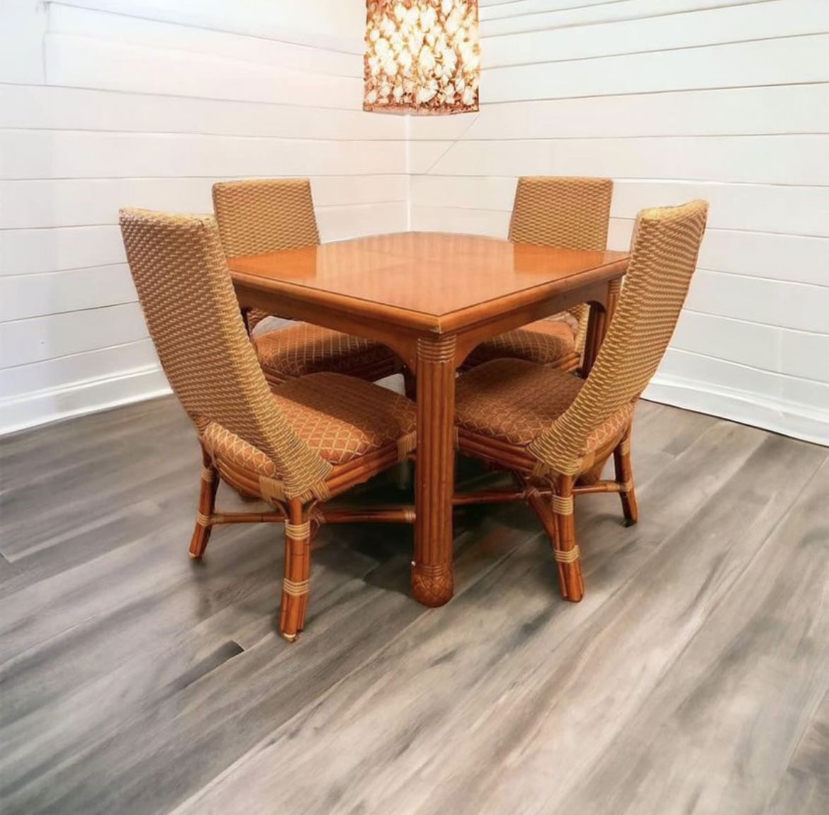 $100 for Orange Brown Square Wood Dining Table Set