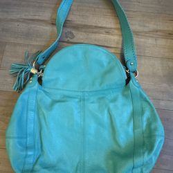 ONNA EHRLICH Rachel Cyan Pebbled Leather Large Hobo Bag Excellent Condition 