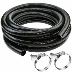 Flexible PVC Pipe2" Dia Black PVC Pipe,2" x25 feet Pool Hose,Spa Hose Tubing for Koi Ponds, Pond Tubing,Irrigation and Water Gardens,With 2PCS Stainle