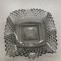 Indiana Glass Smoke Glass Diamond/Sawtooth Candy Dish