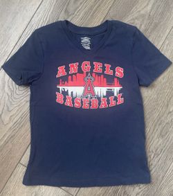 Angel’s Baseball V-Neck Shirt, Girls Size 6/6X Genuine Merchandise by Tran Athletics