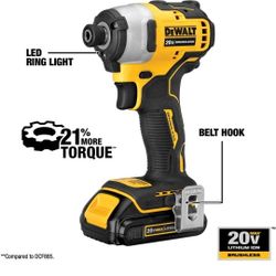 DEWALT  20V MAX* Impact Driver, Cordless, Compact, 1/4-Inch