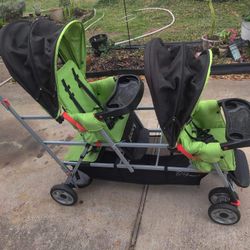 Green Scrollers Two Babies Seats 