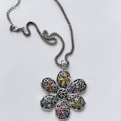 Floral Silver Pendant Necklace