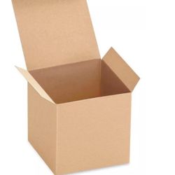 Uline S-11615 Gift Boxes - 5 x 5 x 5", Kraft Pinstripe Box of 100 Brand New