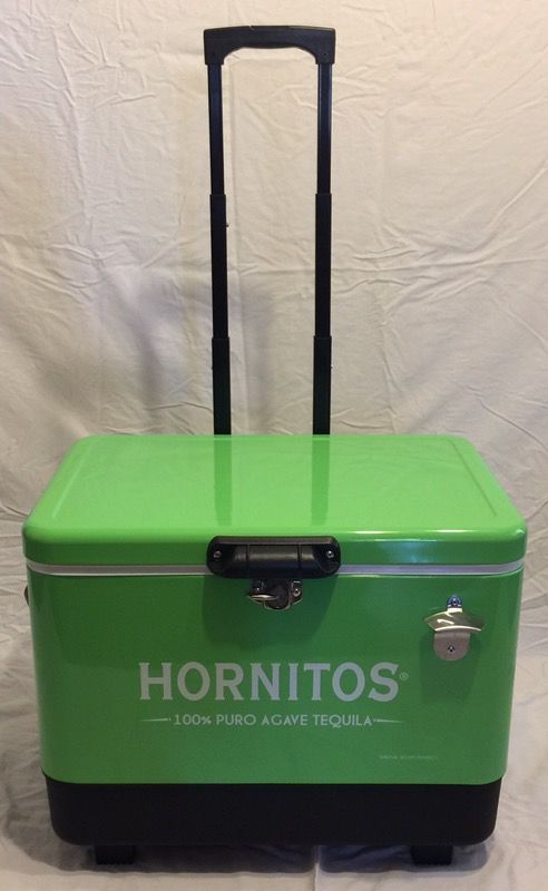Hornitos Agave Tequila Green Metal Cooler W/ Wheels Push Bar Opener