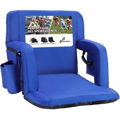 New open box  Sportneer Stadium Seat for Bleachers with Back Support, Bleacher Seat with Backrest and Wide Padded Cushion Stadium Chair with Armrests