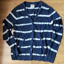 Levi ‘s Blue Stripe Half Button Cardigan - Sz M