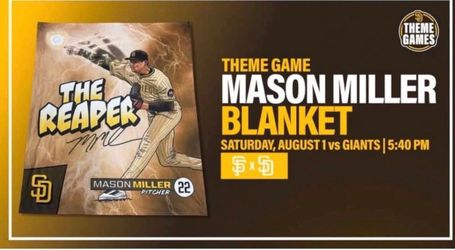 San Diego Padres Mason Miller Themed Game Blanket from 8/01/26