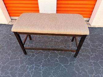 Upholstered Bench with Dark Wood Frame