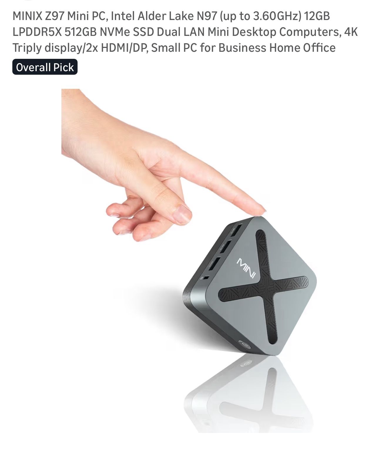 MINIX Z97 Mini PC, Intel Alder Lake N97 (up to 3.60GHz) 12GB LPDDR5X 512GB