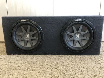 Kicker CompVR Series Dual Subwoofers in Enclosure with Volfenhag Element 5 Car Amplifier
