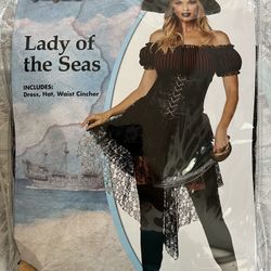Adult male and female pirate costumes