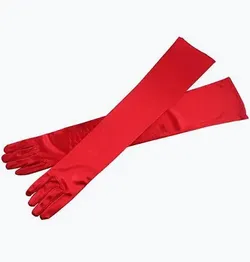 Red Satin Long Opera Gloves