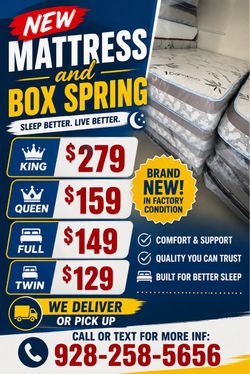Mattress and Box Spring.  Twin. Full.  Queen.  King.