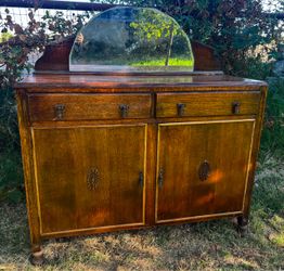 Antique Oak Buffet Cabinet