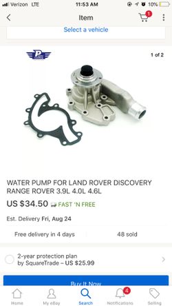 Range rover water pump 3.9 4.0 4.6