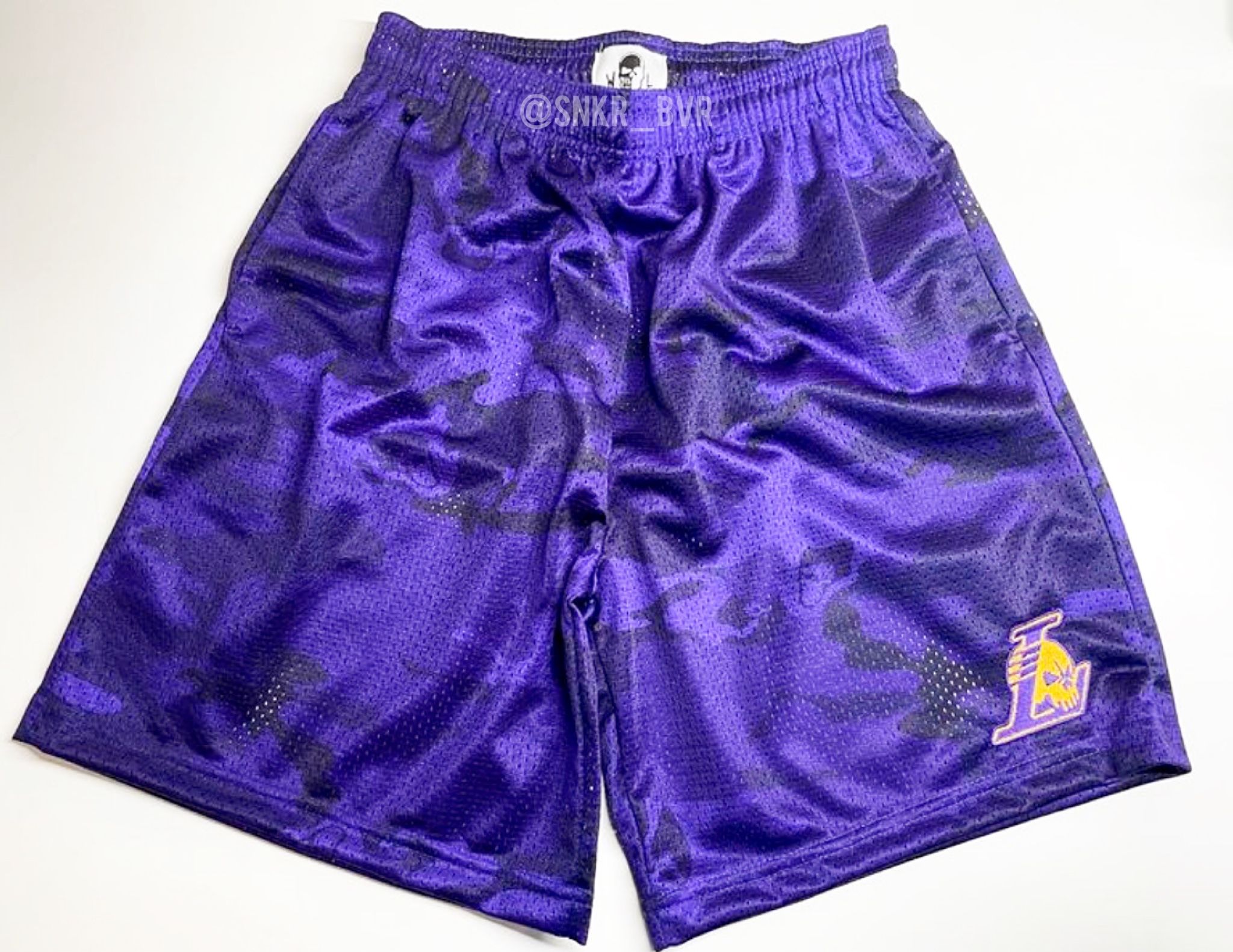 Warren Lotas Purple Camo Lakers Shorts, Size M