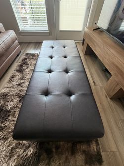 Large Black Leather Storage Ottoman – Great Condition – Must Sell ASAP