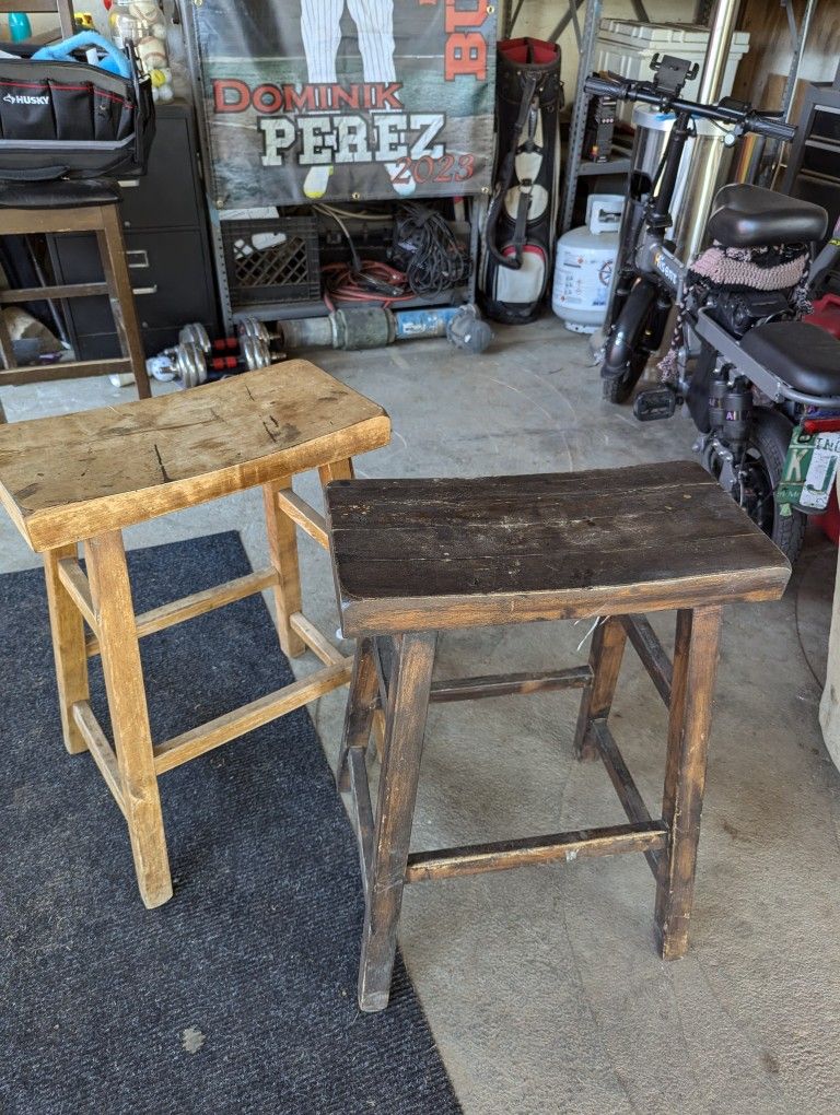 Two Wooden Bar Stools