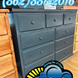 Fully Assembled Grey Dresser 9 Drawers Pine Wood Cajonera Gris 